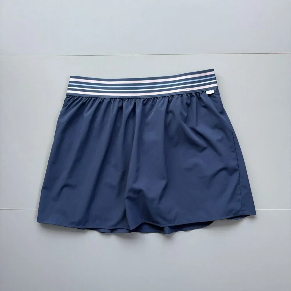 Calme Johnny Was Tennis Skirt Skort Women Large Blue Pleated Built In Shorts - Picture 2 of 14